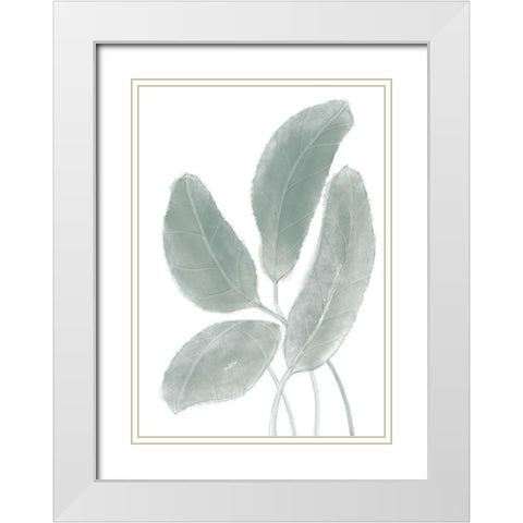 Leaves Watercolor 02 White Modern Wood Framed Art Print with Double Matting by 1x Studio II