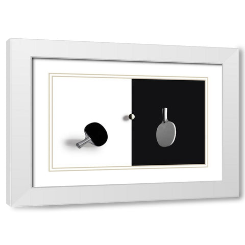 Match Point White Modern Wood Framed Art Print with Double Matting by Zhong, John-Mei