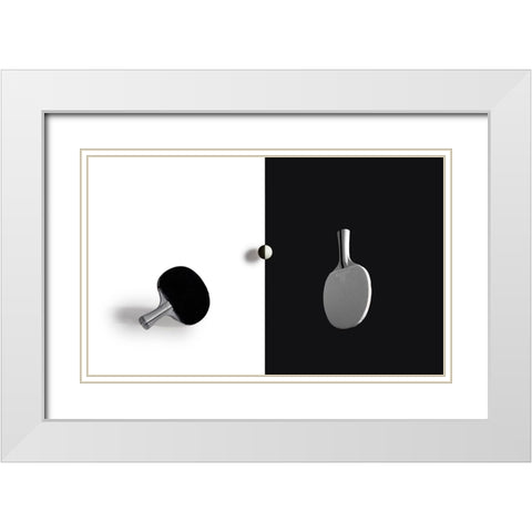 Match Point White Modern Wood Framed Art Print with Double Matting by Zhong, John-Mei