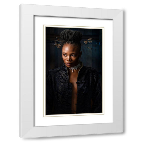 Blue Princess 2 White Modern Wood Framed Art Print with Double Matting by Galon Ma, Derek