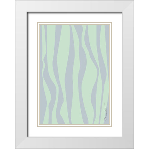 Wavy Stripes White Modern Wood Framed Art Print with Double Matting by 1x Studio II