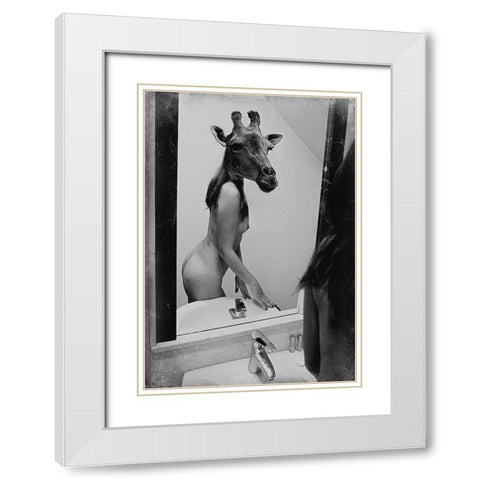 Intimate Discussion White Modern Wood Framed Art Print with Double Matting by Bousca, Bogdan