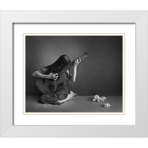 Play The Sound Inside White Modern Wood Framed Art Print with Double Matting by sadat Ahmadi, Maryam