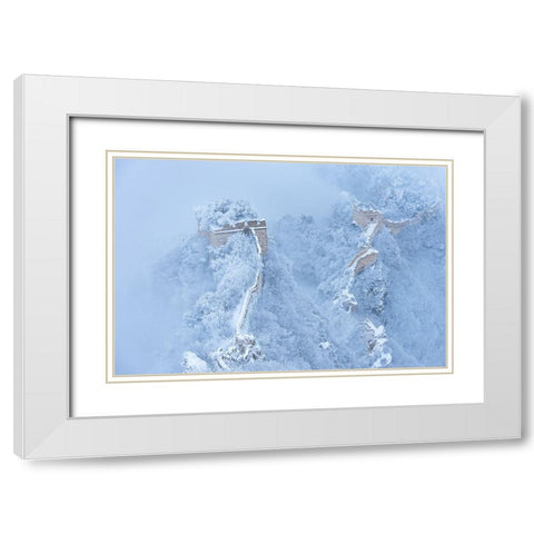 The Great Wall In Ice And Snow White Modern Wood Framed Art Print with Double Matting by Simoon