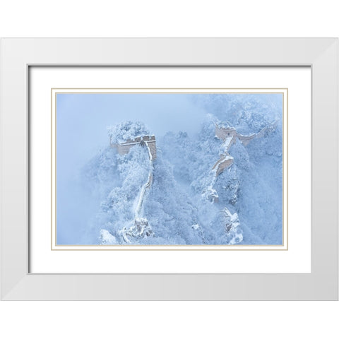 The Great Wall In Ice And Snow White Modern Wood Framed Art Print with Double Matting by Simoon