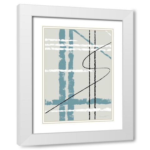 Messy Lines White Modern Wood Framed Art Print with Double Matting by 1x Studio II