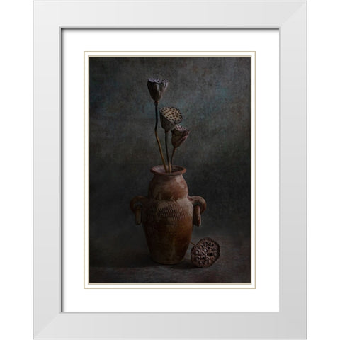 Then A Now White Modern Wood Framed Art Print with Double Matting by Xu, Wendy