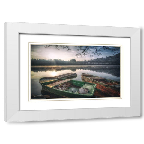The Lake White Modern Wood Framed Art Print with Double Matting by Krier, Guy