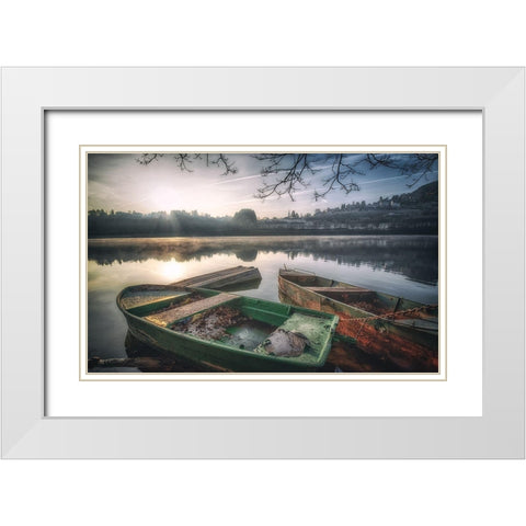 The Lake White Modern Wood Framed Art Print with Double Matting by Krier, Guy
