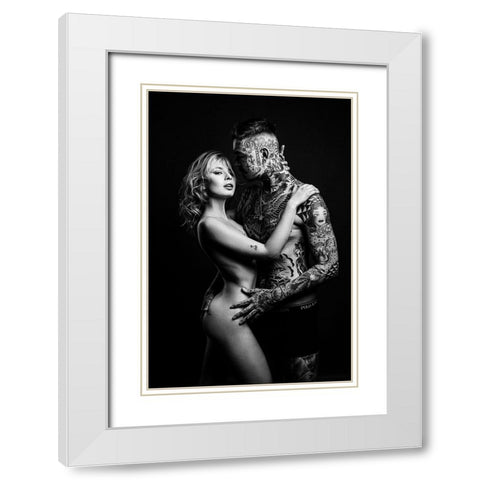 Sara And Fogo White Modern Wood Framed Art Print with Double Matting by Krystynek MQEP, Martin