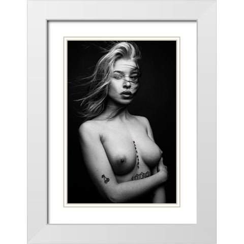 Sensusal Beauty [Sara P] White Modern Wood Framed Art Print with Double Matting by Krystynek MQEP, Martin