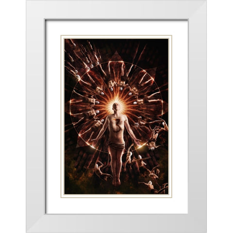 Circumference White Modern Wood Framed Art Print with Double Matting by Kiciak, Christophe