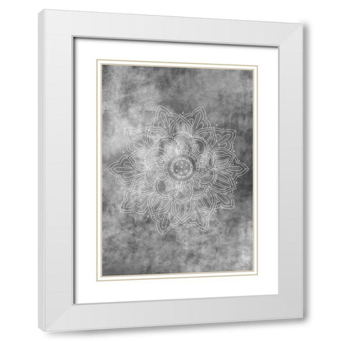 Mandala Smokey White Modern Wood Framed Art Print with Double Matting by 1x Studio II