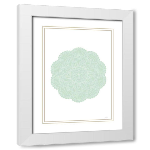 Mandala Green White Modern Wood Framed Art Print with Double Matting by 1x Studio II