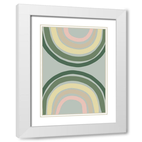 Double Rainbow Green White Modern Wood Framed Art Print with Double Matting by 1x Studio
