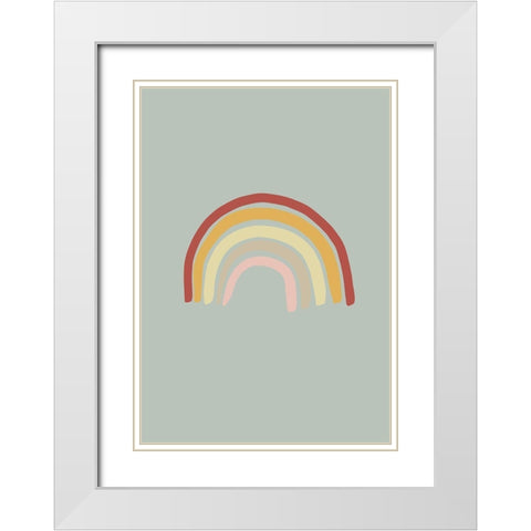 Rainbow Green White Modern Wood Framed Art Print with Double Matting by 1x Studio