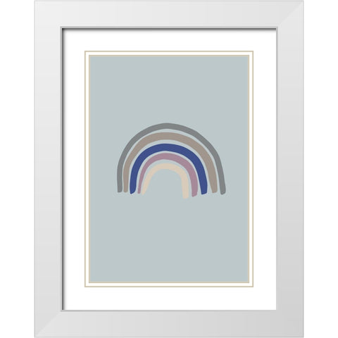 Rainbow Blue White Modern Wood Framed Art Print with Double Matting by 1x Studio