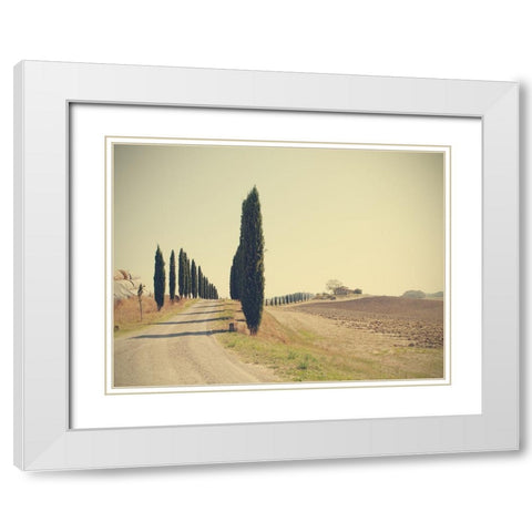 Tuscan Countryside White Modern Wood Framed Art Print with Double Matting by Della Latta, Massimo