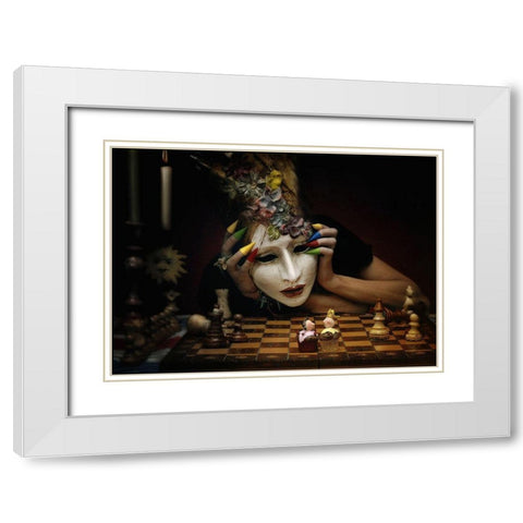 Check! White Modern Wood Framed Art Print with Double Matting by Ambra