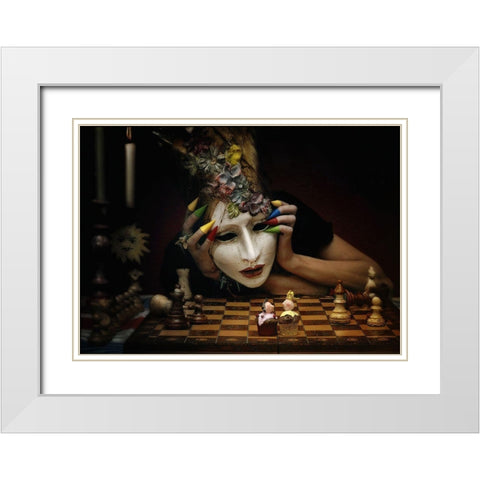 Check! White Modern Wood Framed Art Print with Double Matting by Ambra
