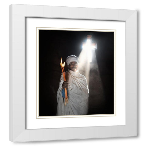 The Monk White Modern Wood Framed Art Print with Double Matting by Luis Duran, Juan