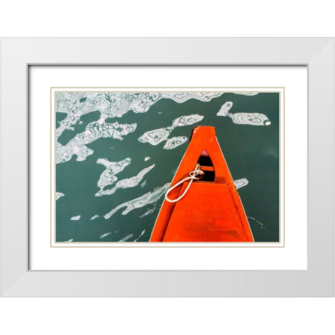 Red White Modern Wood Framed Art Print with Double Matting by Erkmen, Ugur