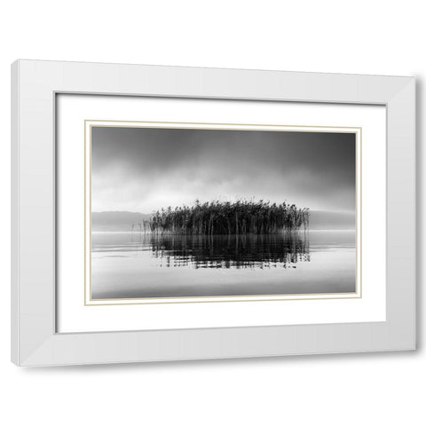 Lake Volvi Vii White Modern Wood Framed Art Print with Double Matting by Digalakis, George