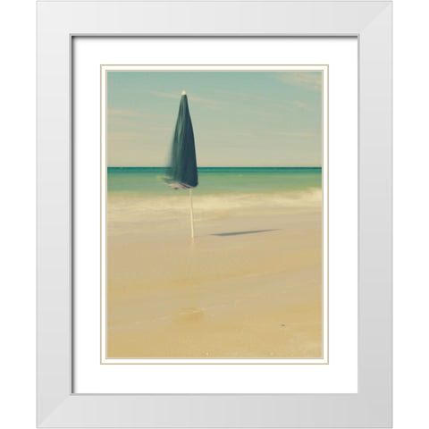 The Green Umbrella White Modern Wood Framed Art Print with Double Matting by Della Latta, Massimo