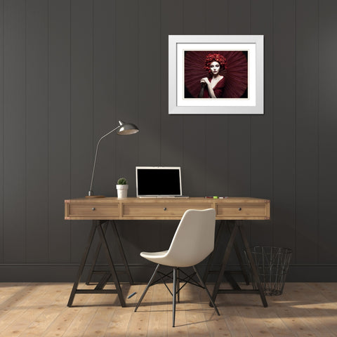 Kyoko White Modern Wood Framed Art Print with Double Matting by Siegart