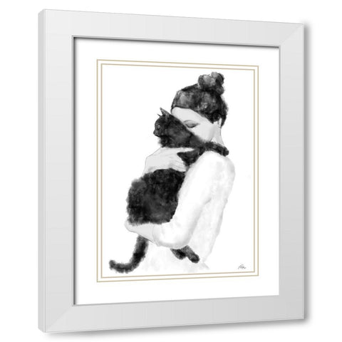 Cat Lover White Modern Wood Framed Art Print with Double Matting by 1x Studio II
