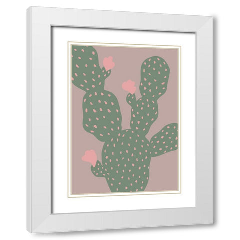 Green Cactus White Modern Wood Framed Art Print with Double Matting by 1x Studio