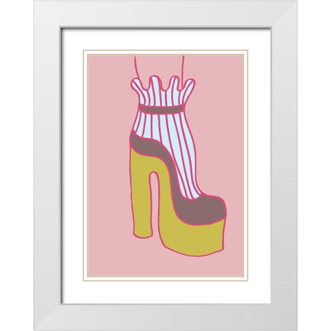 Yellow Heel 02 White Modern Wood Framed Art Print with Double Matting by 1x Studio