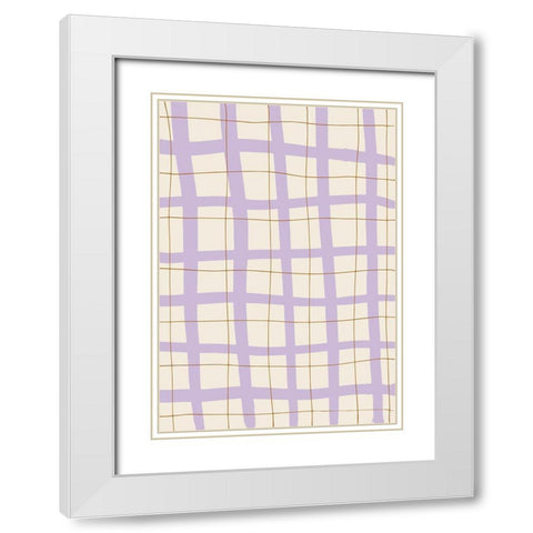Lilac Grid White Modern Wood Framed Art Print with Double Matting by 1x Studio