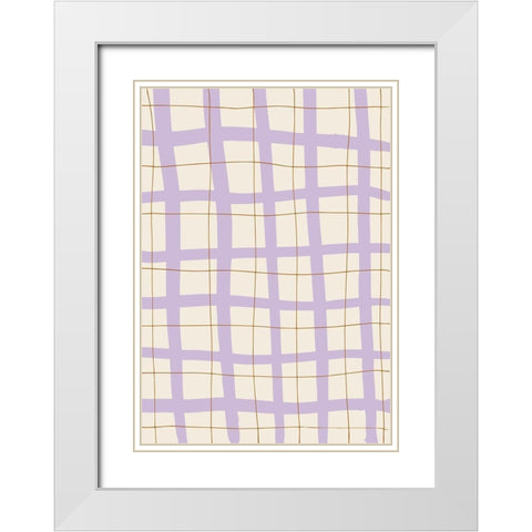 Lilac Grid White Modern Wood Framed Art Print with Double Matting by 1x Studio