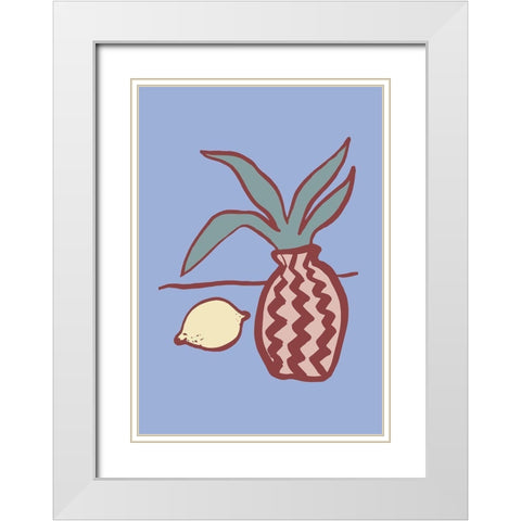 Blue Lemon White Modern Wood Framed Art Print with Double Matting by 1x Studio