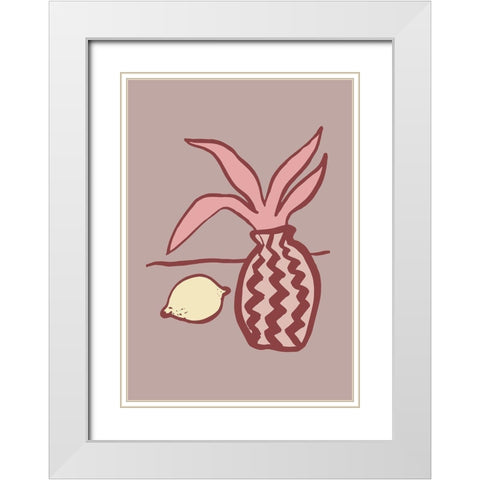 Pink Lemon White Modern Wood Framed Art Print with Double Matting by 1x Studio