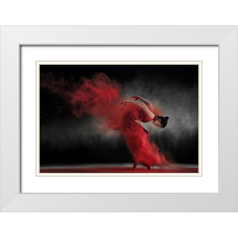 Fire Dance White Modern Wood Framed Art Print with Double Matting by Kisworo, Sebastian