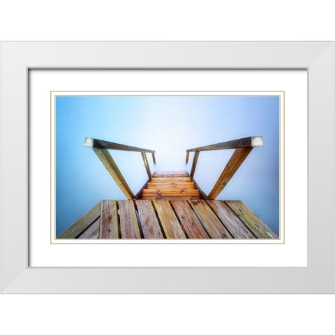 Stairway To The Mediterranean White Modern Wood Framed Art Print with Double Matting by Antonio Trivino, Jose