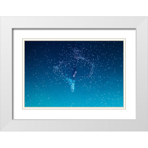 Fishing White Modern Wood Framed Art Print with Double Matting by AL Farsi, Haitham