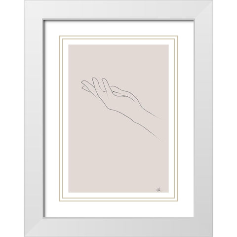 Hand Drawing White Modern Wood Framed Art Print with Double Matting by 1x Studio II