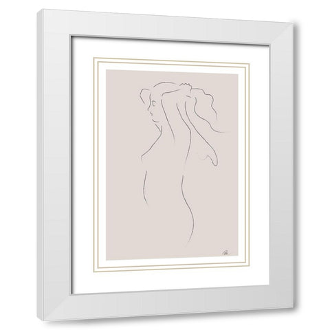 Woman Sketch White Modern Wood Framed Art Print with Double Matting by 1x Studio II