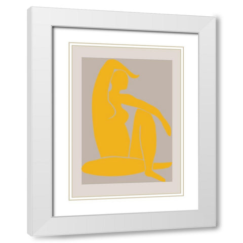 Yellow Figure White Modern Wood Framed Art Print with Double Matting by 1x Studio II