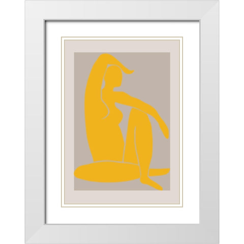Yellow Figure White Modern Wood Framed Art Print with Double Matting by 1x Studio II
