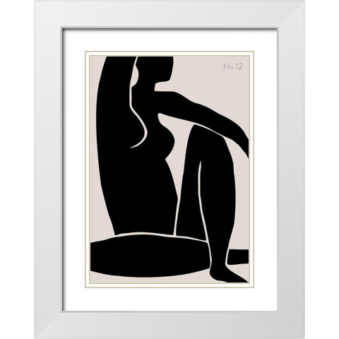 Figure No 12 White Modern Wood Framed Art Print with Double Matting by 1x Studio II