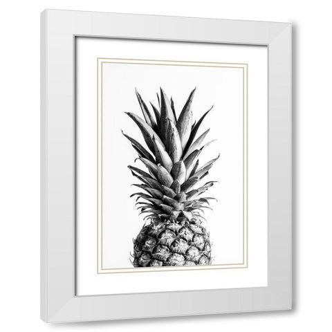 Pineapple Black A White 01 White Modern Wood Framed Art Print with Double Matting by 1x Studio III