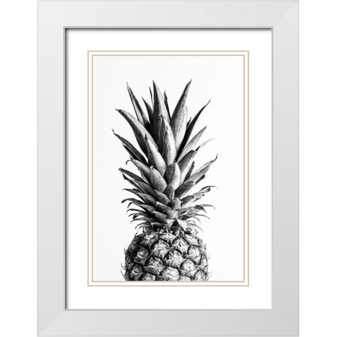 Pineapple Black A White 01 White Modern Wood Framed Art Print with Double Matting by 1x Studio III