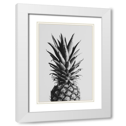 Pineapple Black A White 02 White Modern Wood Framed Art Print with Double Matting by 1x Studio III