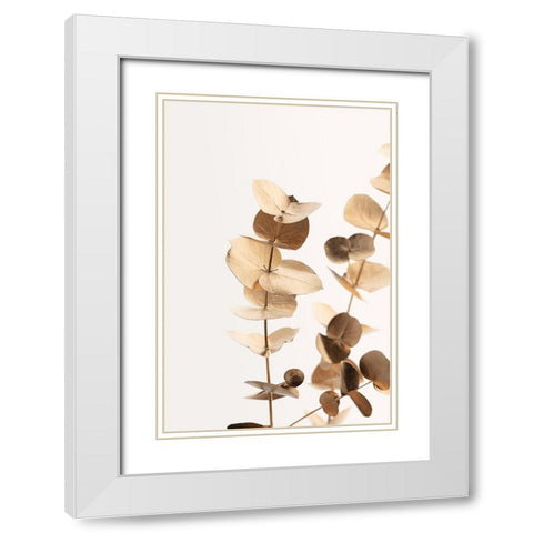 Eucalyptus Gold No 01 White Modern Wood Framed Art Print with Double Matting by 1x Studio III