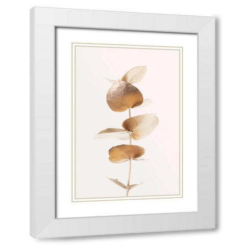 Eucalyptus Gold No 06 White Modern Wood Framed Art Print with Double Matting by 1x Studio III