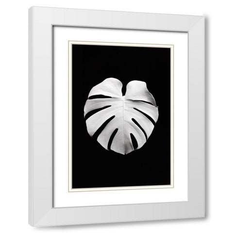 Monstera White 04 White Modern Wood Framed Art Print with Double Matting by 1x Studio III